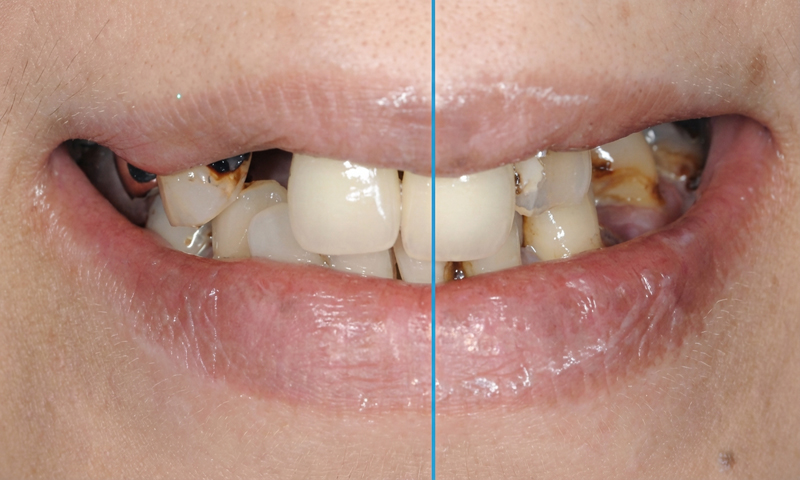 正中線＝前歯の真ん中